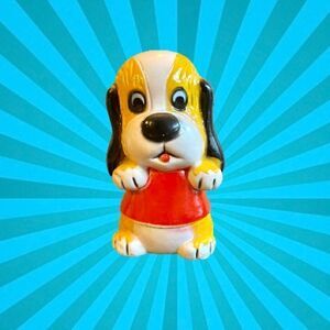 Vintage Hound Dog in Red Sweater Plastic Mold  Bank with Stopper